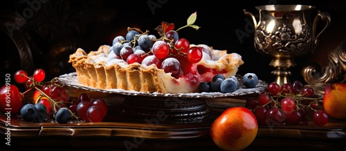 Fruit pie with golden crust - room for writing