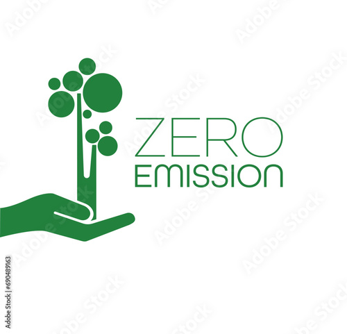 zero emission sign on white background	