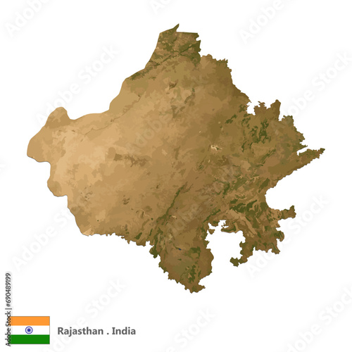Rajasthan  State of India Topographic Map  EPS 