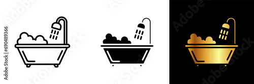 A relaxation essential icon representing a bathtub, embodying tranquility, cleanliness, and an essential vessel for unwinding and rejuvenating in a soothing bath.