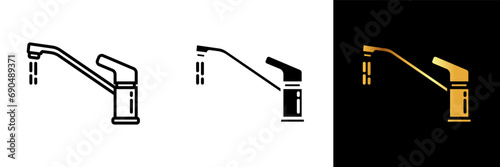 A utility icon representing a faucet, epitomizing water control, cleanliness, and an essential fixture for a variety of daily tasks in the kitchen and bathroom.