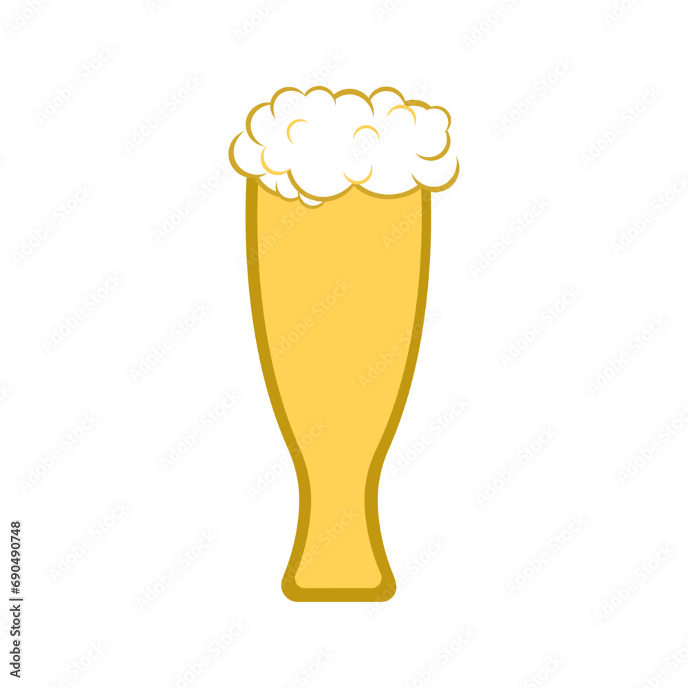 Cartoon glass cold beer with foam vector hand drawn illustration Cartoon glass cold beer with foam vector hand drawn illustration