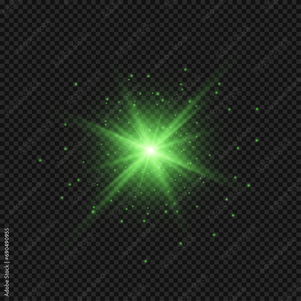 Vector green glowing light flare burst explosion on transparent background Vector green glowing light flare burst explosion on transparent background
