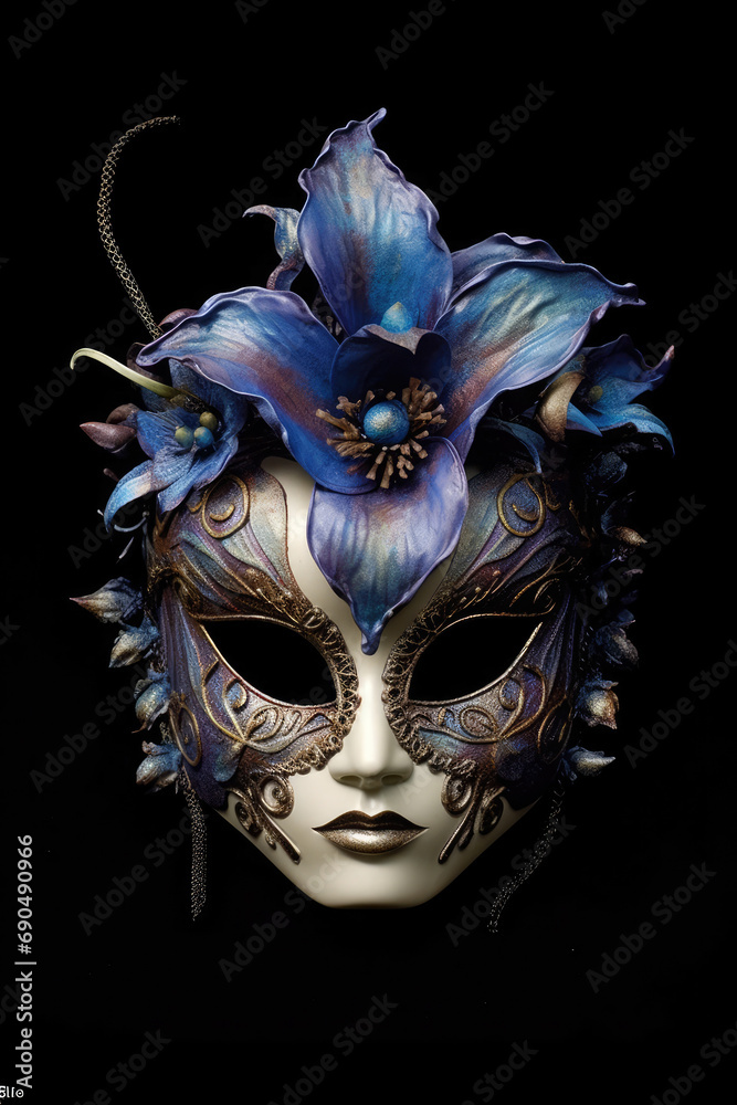 Masquerade mask with peacock feathers, , AI Generated