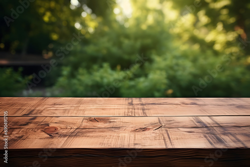 Wooden table in natural background