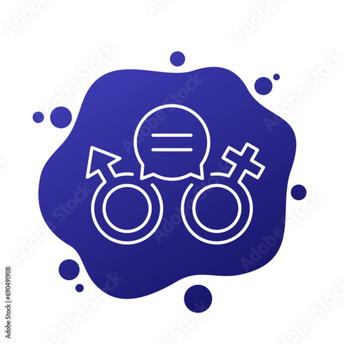 gender equality icon, equal rights of the sexes line vector design