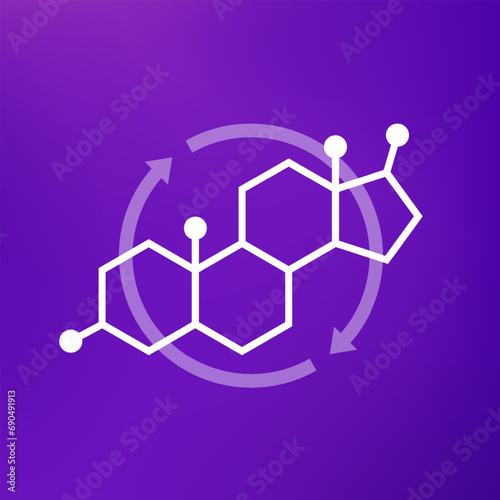 hormone replacement therapy vector icon with testosterone molecule