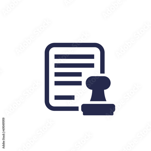 notary icon, stamp and document photo