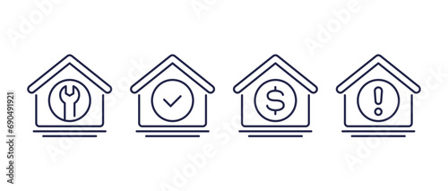 house maintenance line icons on white