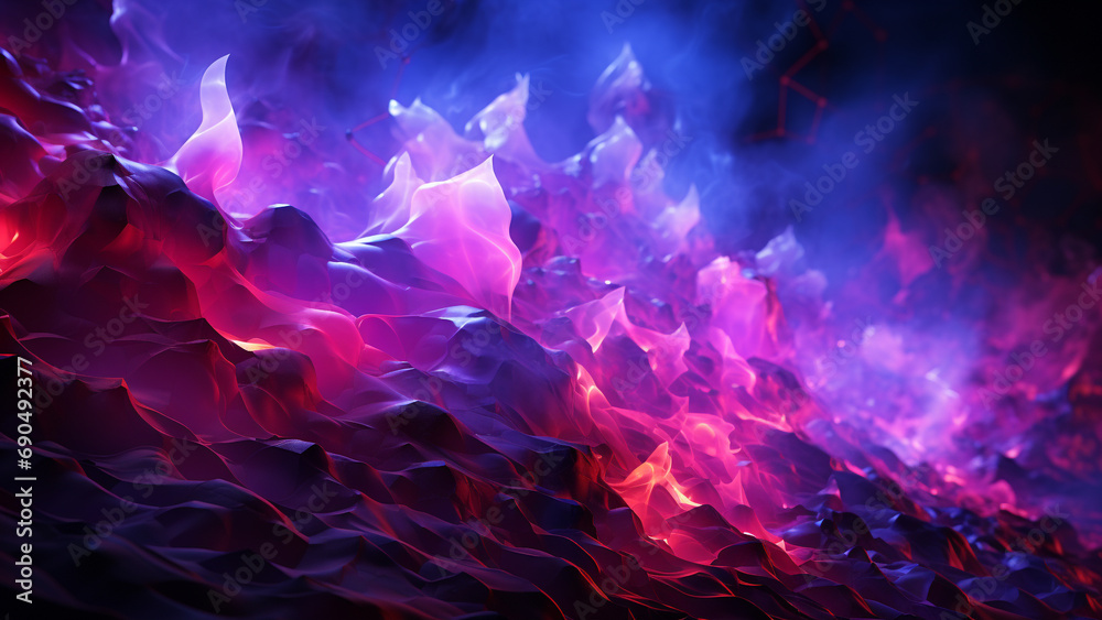 Naklejka premium Neon Lights Abstract Pattern in Cosmic Violet and Laser Red