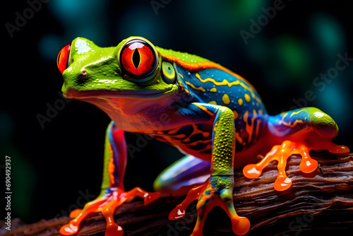 Red Eyed Tree Frog Sitting On A Leaf wood