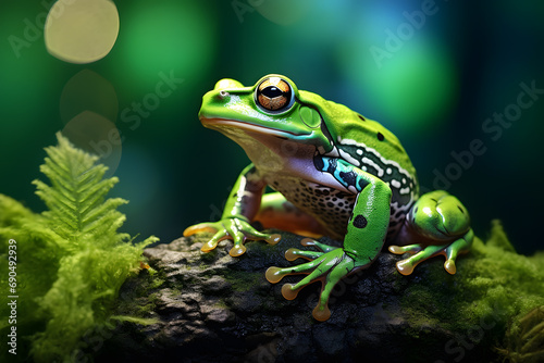 Red Eyed Tree Frog Sitting On A Leaf wood © katobonsai