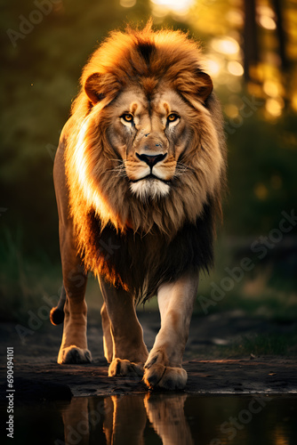 lion in the forest background