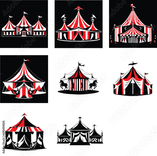 Set of circus tent vector