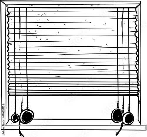 Living Windows Blinds Vintage Outline Icon In Hand-drawn Style
