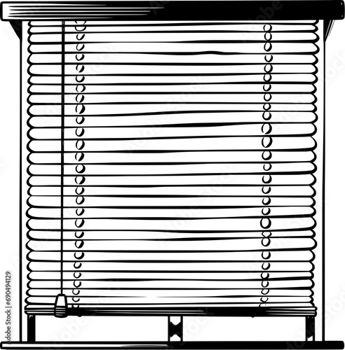 Living Windows Blinds Vintage Outline Icon In Hand-drawn Style