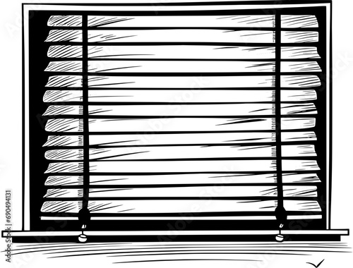 Living Windows Blinds Vintage Outline Icon In Hand-drawn Style
