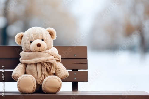 Winter Teddy Bear with Cozy Scarf and Hat
