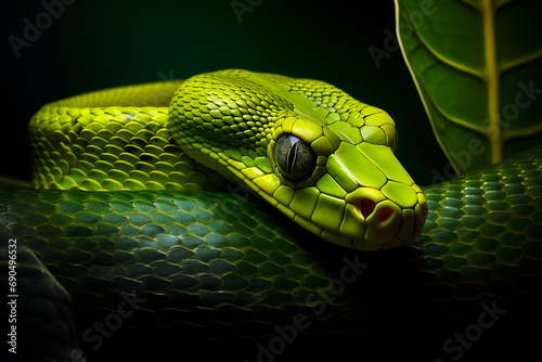 green snake on a tree branch