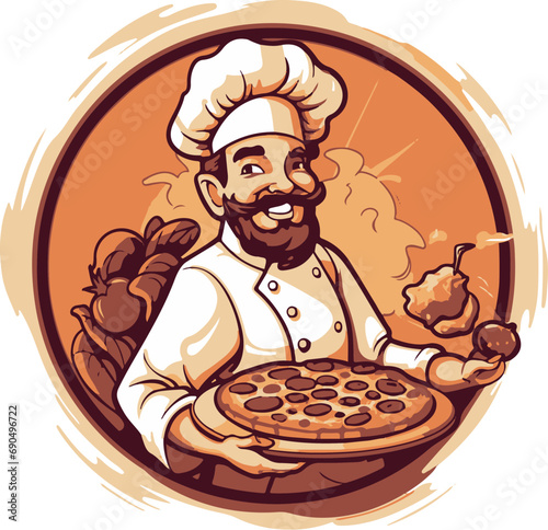 Pizzabäcker Banner Logo, KI generiert