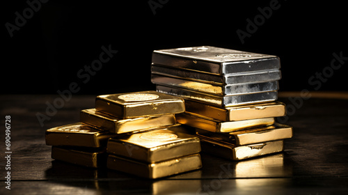 Stack of gold and silver ingot