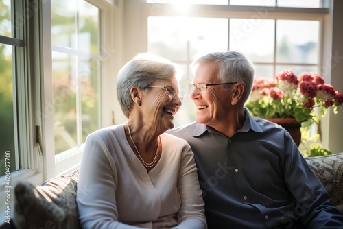 Portrait of happiness senior couple scene in the home
