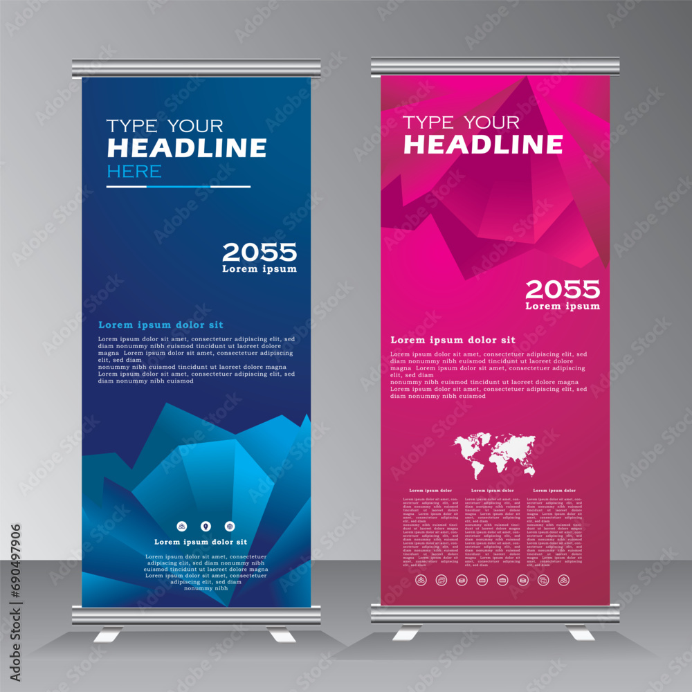 Roll Up Banner Design Abstract Roll Up Banner Template Pink And Blue trade-show-roll-up-banner-sizes-guide-maeander