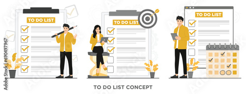 Flat vector to do list and checkmark concept illustration