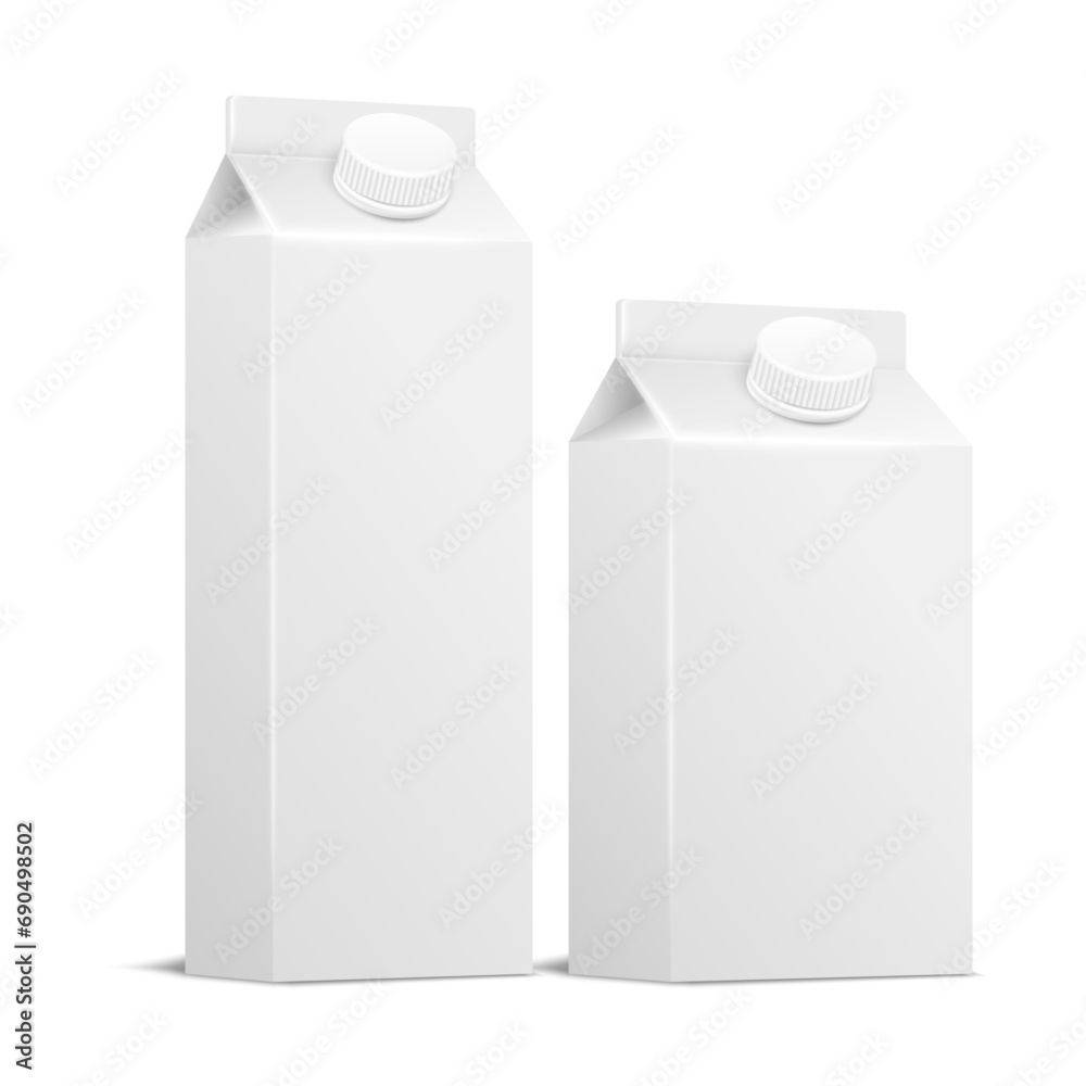 Vector white milk box square on white background