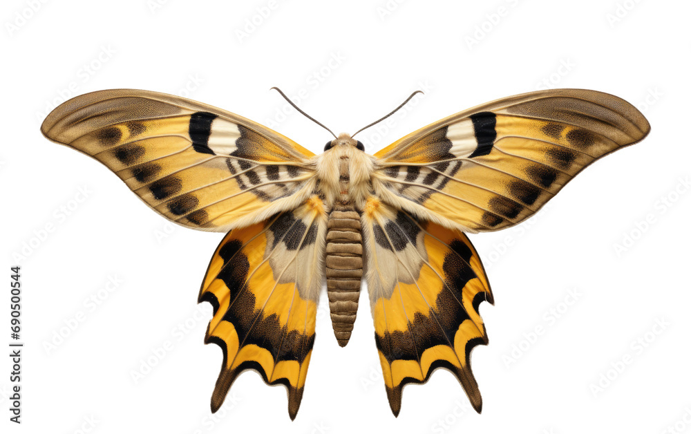 Fototapeta premium Realistic Image of a Sphinx Moth in Natural Splendor on White or PNG Transparent Background