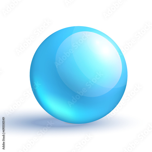 Vector big opaque light blue sphere with shadow on white background