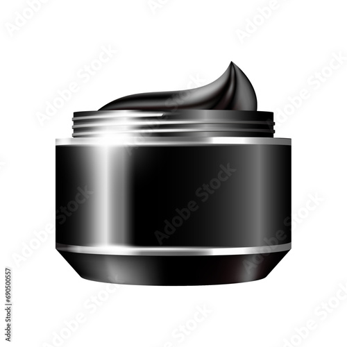 Vector black jar with cream cosmetic plastic container