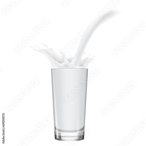Vector pouring milk realistic illustration
