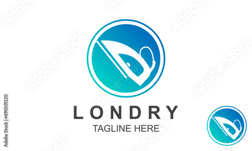 Laundry Logo Design Template With Electric Iron. Electric Iron Logo Design.