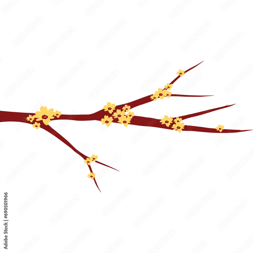 Branch Flower Lunar New Year Illustration Branch Flower Lunar New Year Illustration