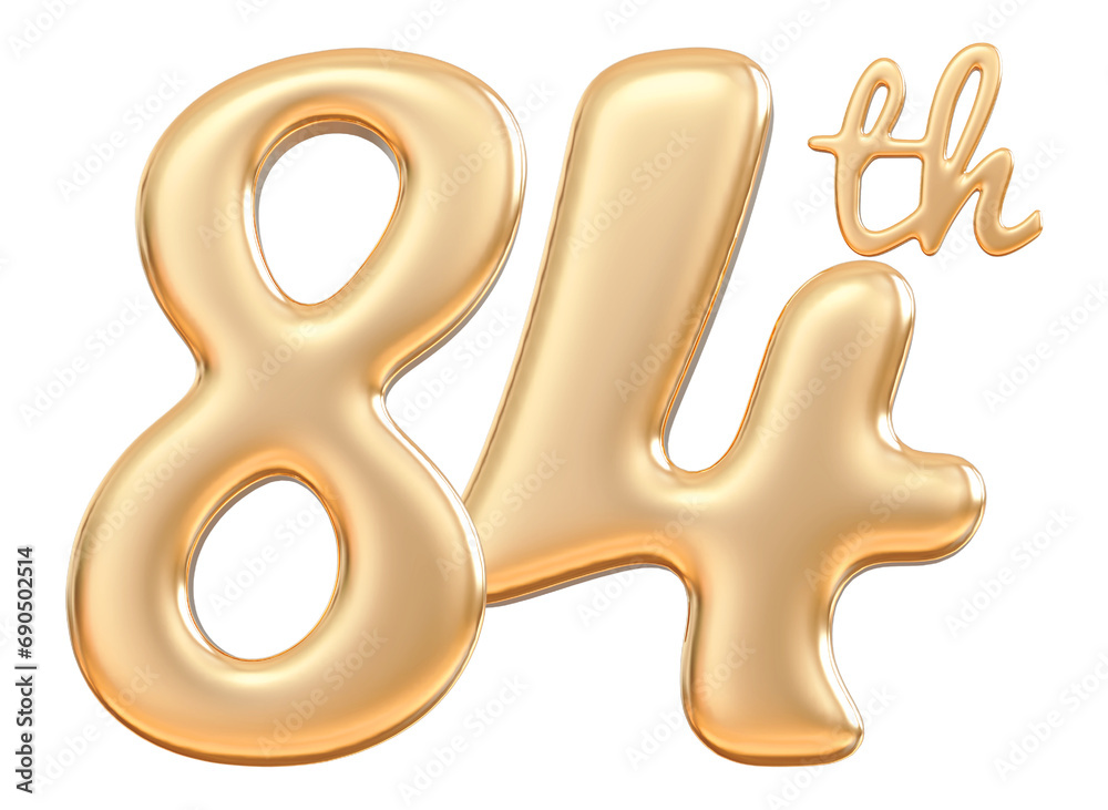 Happy anniversary 84th year - 3d render gold Happy anniversary 84th year - 3d render gold