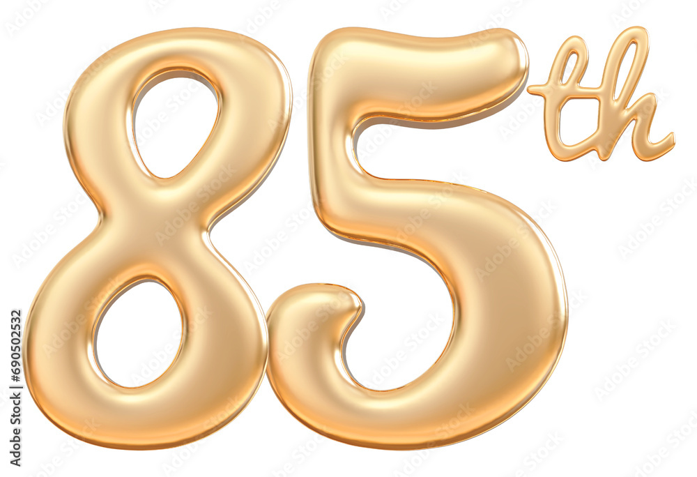 Happy anniversary 85th year - 3d render gold Happy anniversary 85th year - 3d render gold