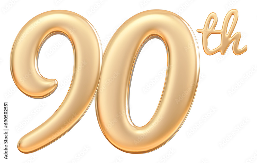 Happy anniversary 90th year - 3d render gold Happy anniversary 90th year - 3d render gold