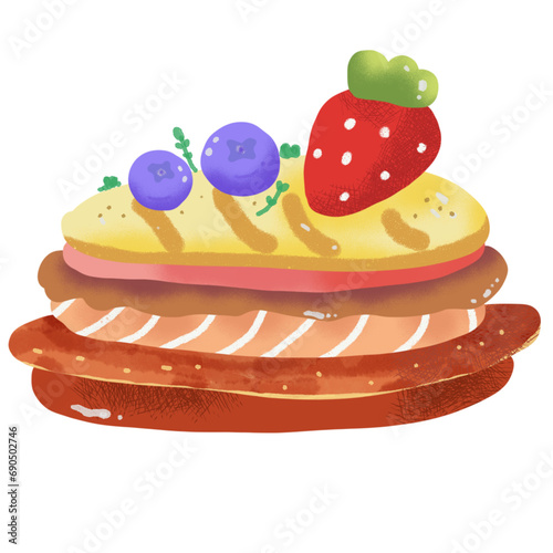 pancake with strawberry and blueberry