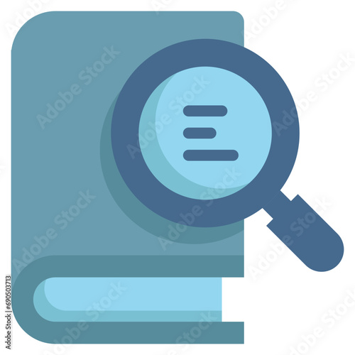 book search finding check magnifying flat style