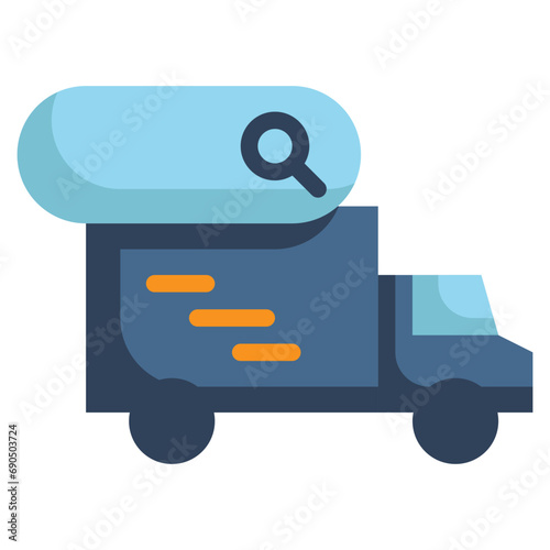 delivery truck track finding search magnifying flat style