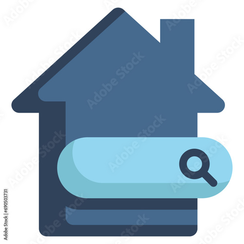 home house finding search magnifying glass flat style