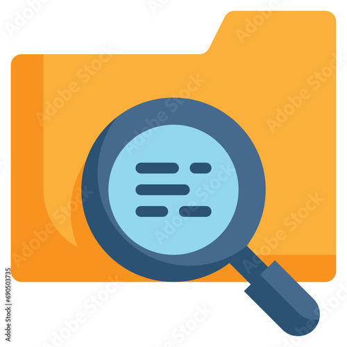 folder data database finding search magnifying glass flat style