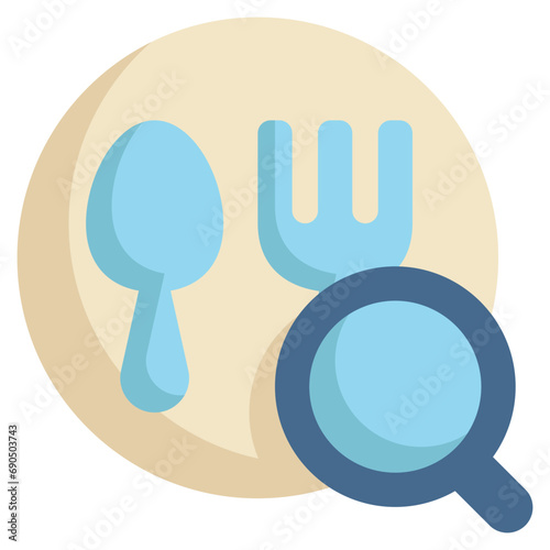 food restaurant map search finding magnifying flat style