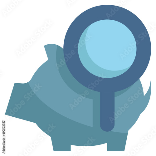 piggy bank money saving search finding magnifying flat style