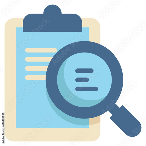 report paper clipboard search finding scan magnifying flat style