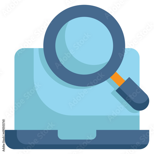 search finding laptop magnifying glass flat style