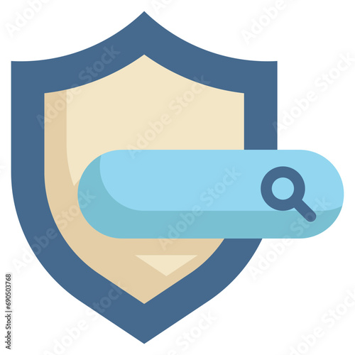 shield protect security locked finding search magnifying flat style
