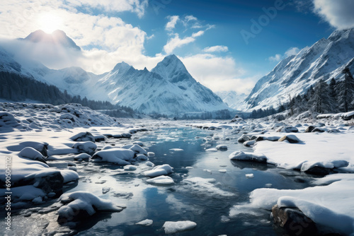 Winter Wonderland at Frozen Alpine Lake © MyPixelArtStudios