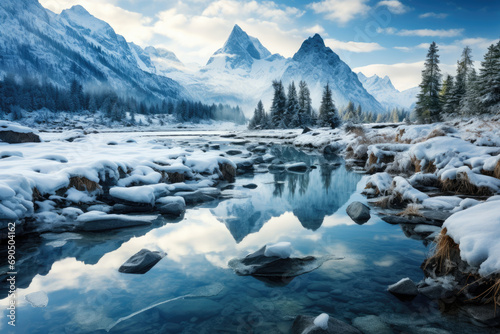 Winter Wonderland at Frozen Alpine Lake